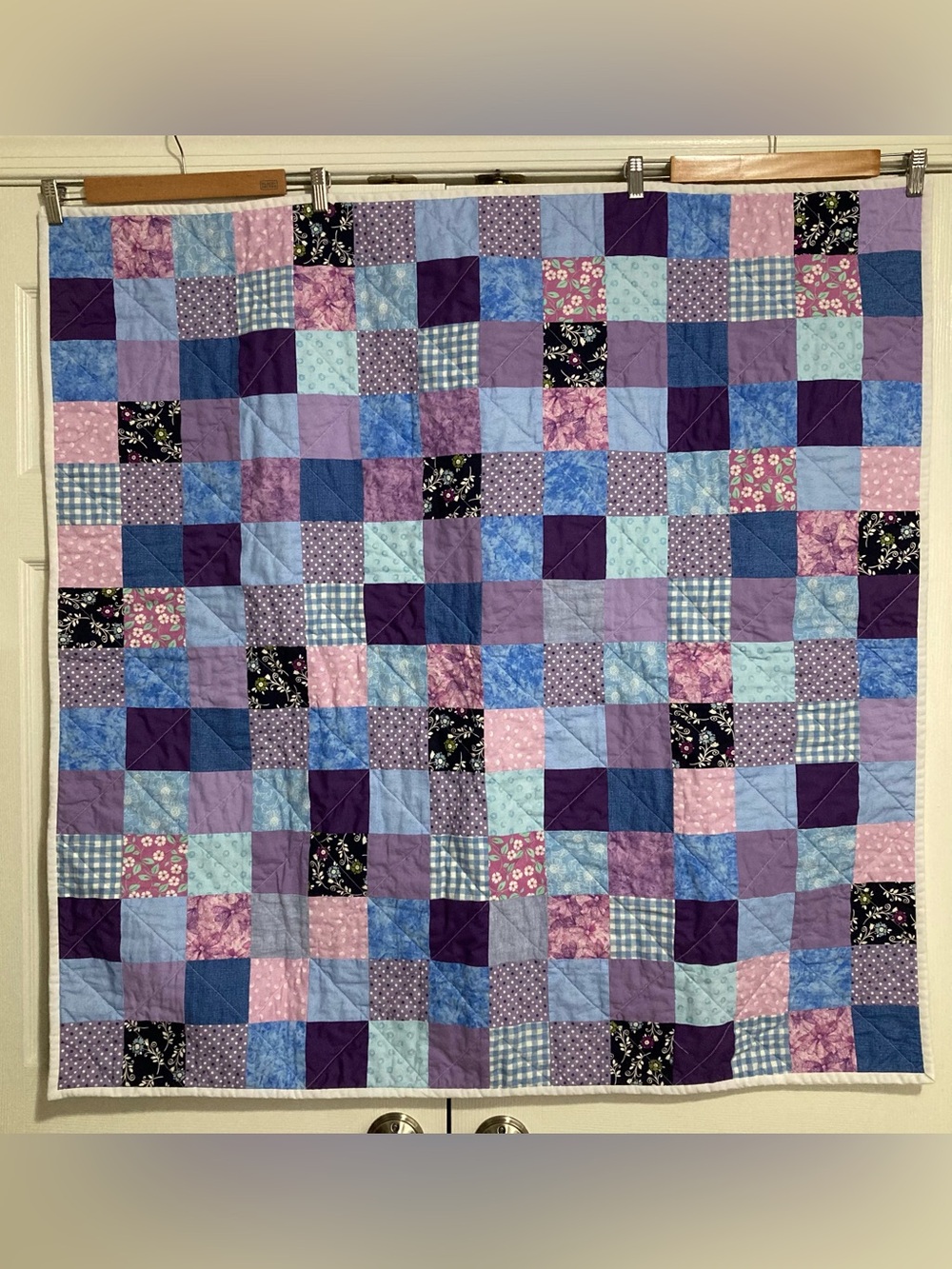 🪡 “Twilight Flower” Handmade Cotton Large Crib Quilt